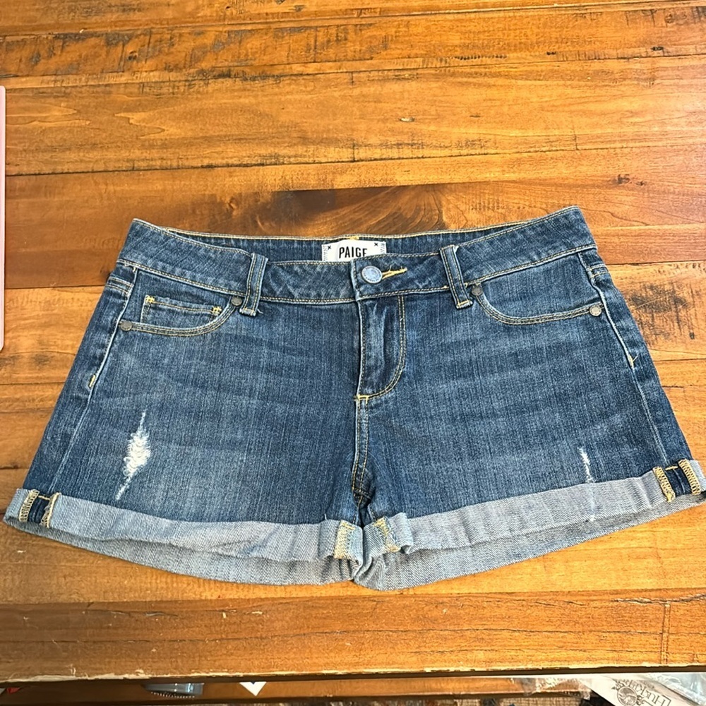 Paige distressed shorts, size 26